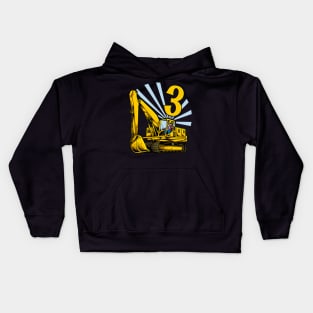 Excavator 3 year old birthday Kids Hoodie